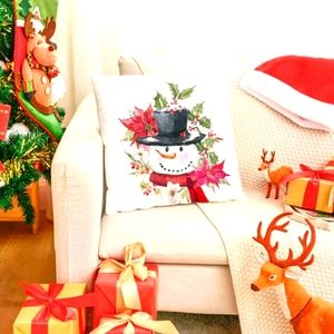 Christmas snowman print cushion cover without filler